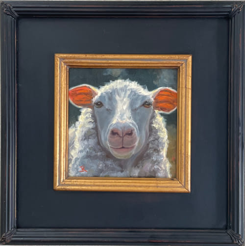Wooly Ewe II. 6x6 $275 at Hunter Wolff Gallery